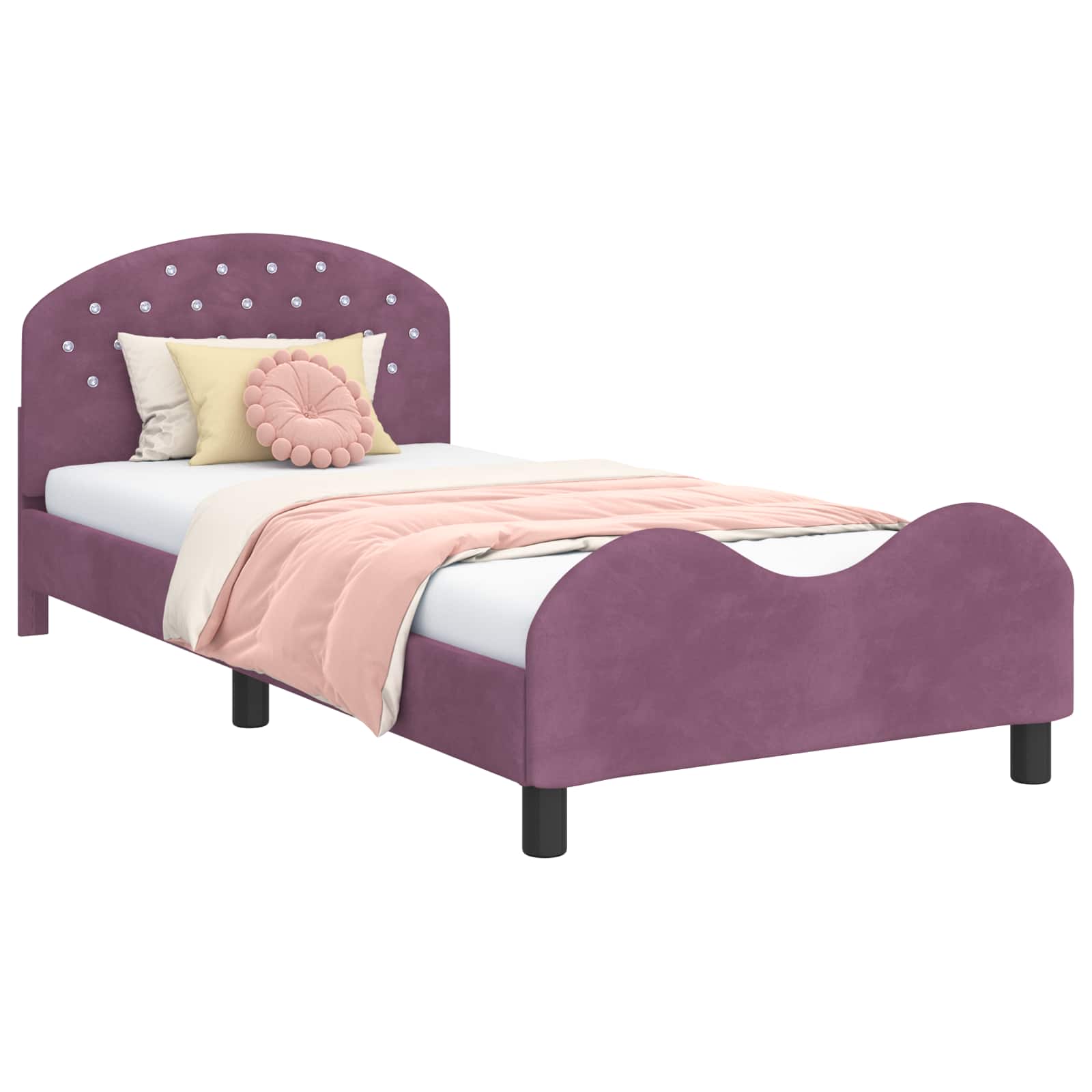 Struttura letto bambini con testata Viola 90 x 190 cm Velluto 42011124