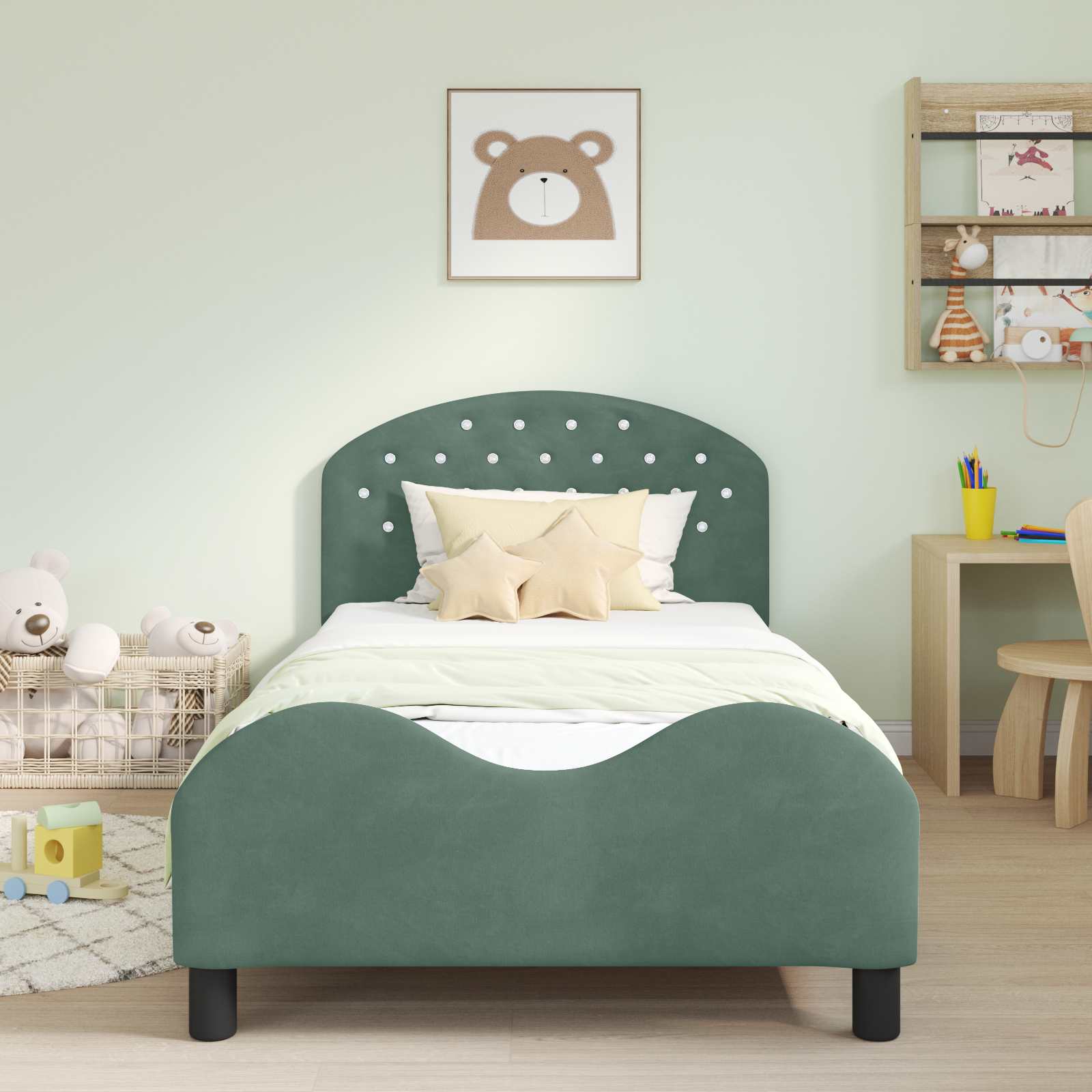 Struttura letto bambini con testata Verde Mare 90 x 190 cm 42011125