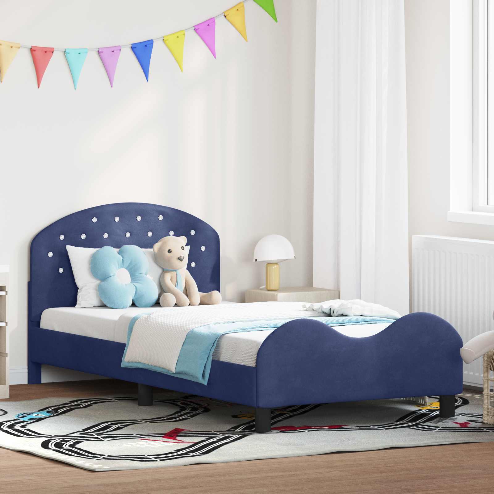 Struttura letto bambini con testata Blu Polizia 90 x 190 cm 42011126