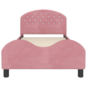Struttura letto bambini con testata Rosa 90 x 200 cm Velluto 42011130