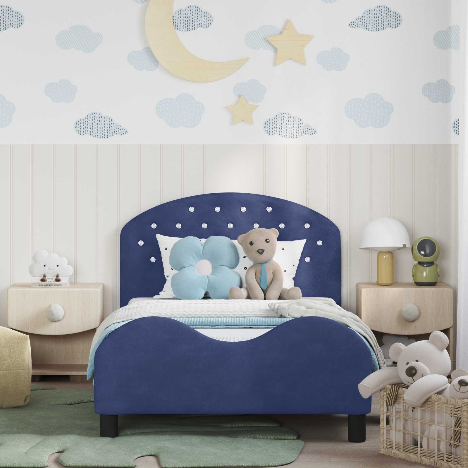 Struttura letto bambini con testata Blu Polizia 90 x 200 cm 42011133