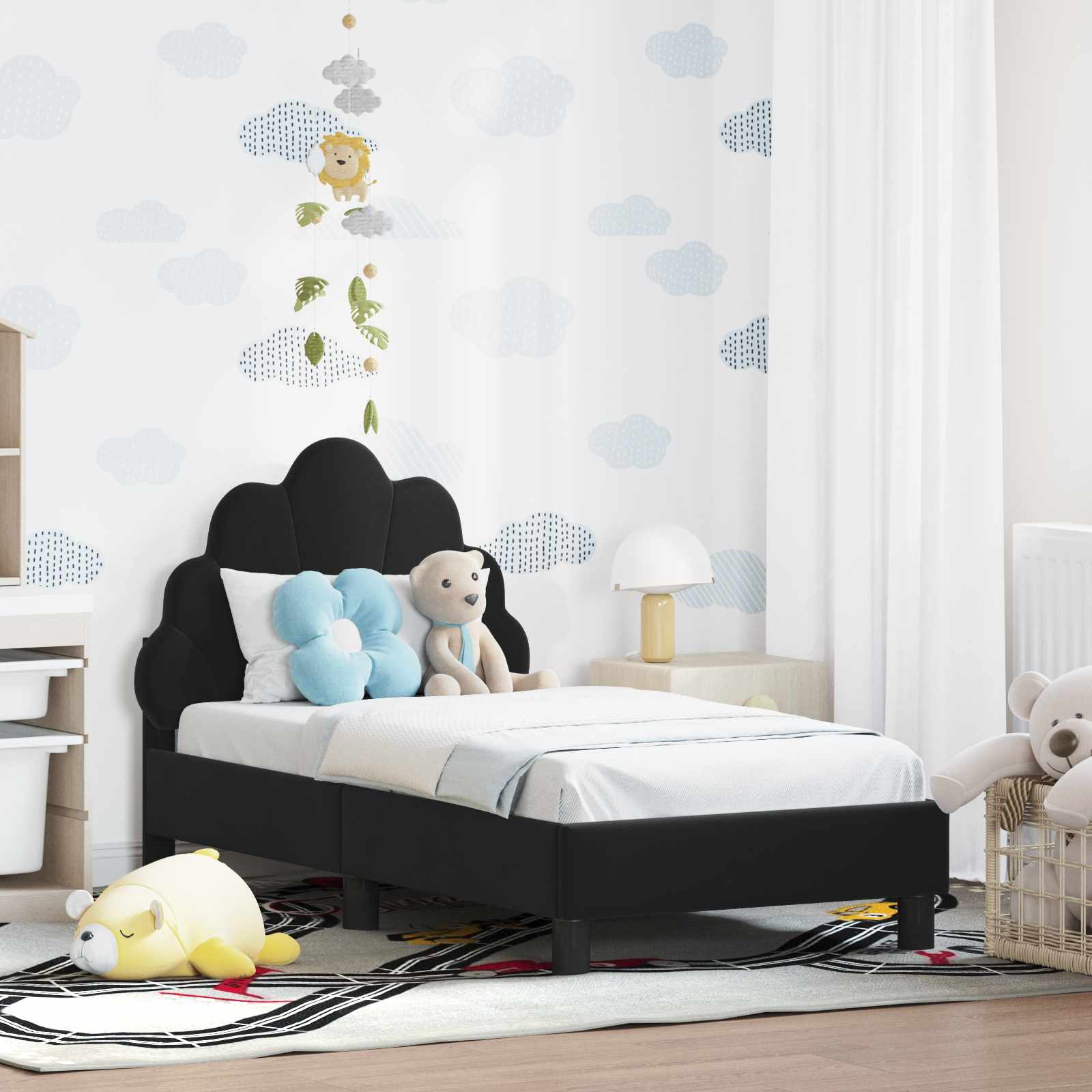 Struttura letto per bambini con testata Nero 70 x 140 cm 42011136
