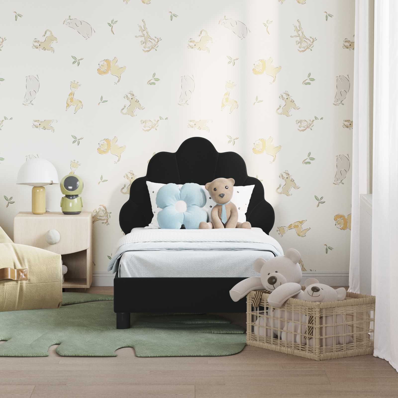 Struttura letto per bambini con testata Nero 70 x 140 cm 42011136