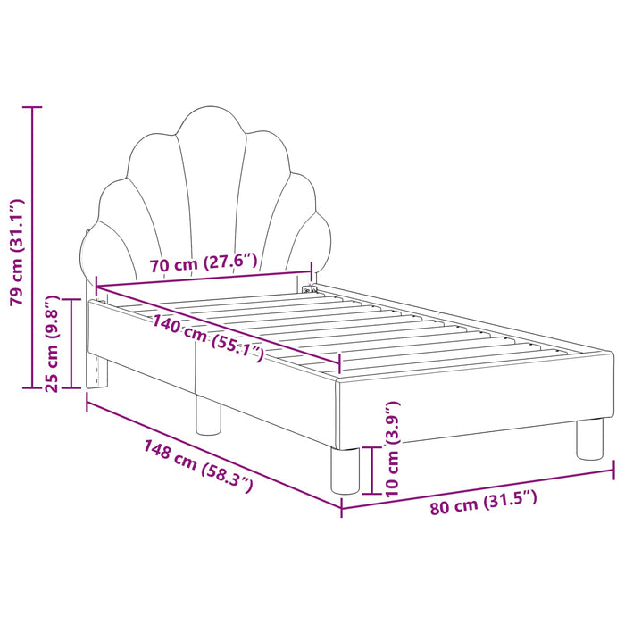 Struttura letto per bambini con testata Nero 70 x 140 cm 42011136