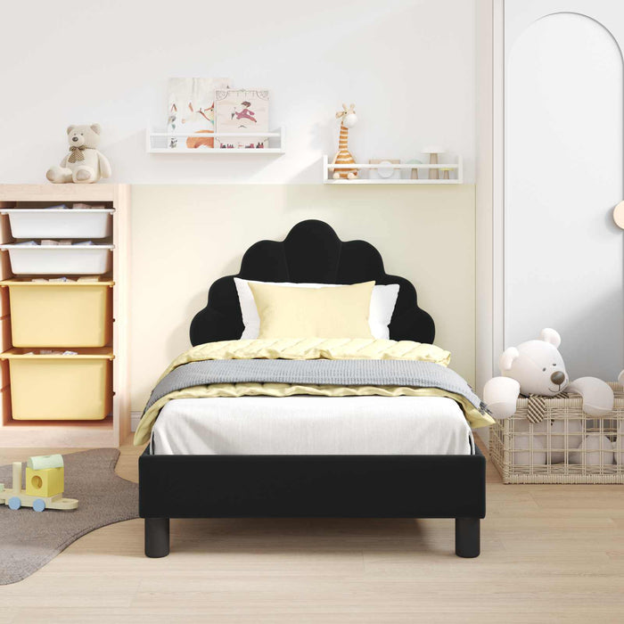 Struttura letto bambini con testata Nero 80 x 160 cm Velluto 42011143