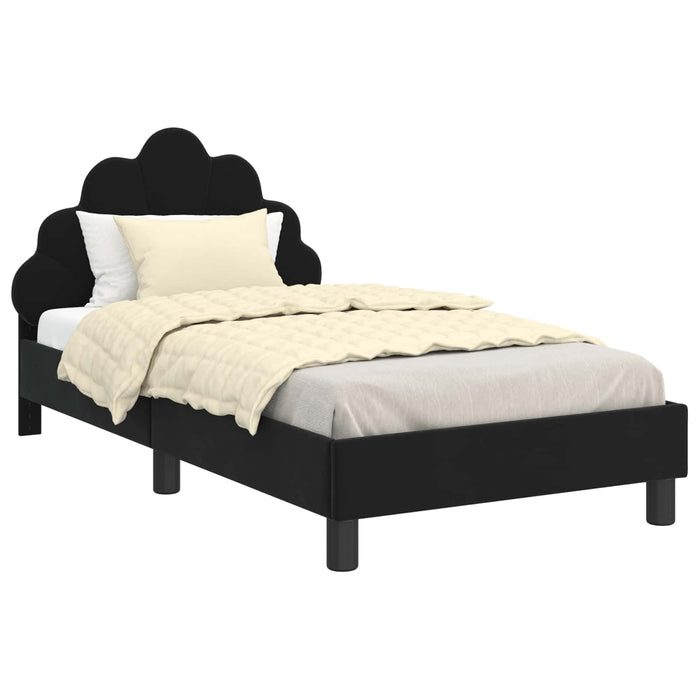 Struttura letto bambini con testata Nero 80 x 160 cm Velluto 42011143