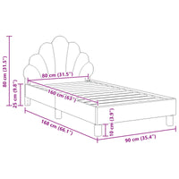 Struttura letto bambini con testata Nero 80 x 160 cm Velluto 42011143