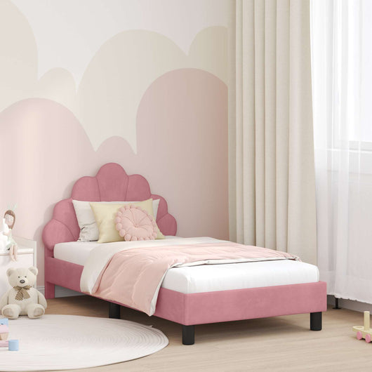 Struttura letto bambini con testata Rosa 80 x 160 cm Velluto 42011144