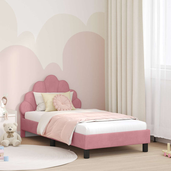 Struttura letto bambini con testata Rosa 80 x 160 cm Velluto 42011144