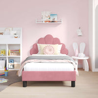 Struttura letto bambini con testata Rosa 80 x 160 cm Velluto 42011144