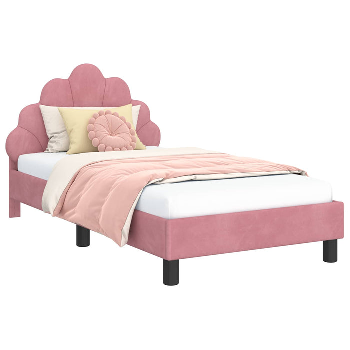 Struttura letto bambini con testata Rosa 80 x 160 cm Velluto 42011144