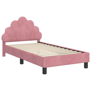 Struttura letto bambini con testata Rosa 80 x 160 cm Velluto 42011144