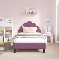 Struttura letto bambini con testata Viola 80 x 160 cm Velluto 42011145