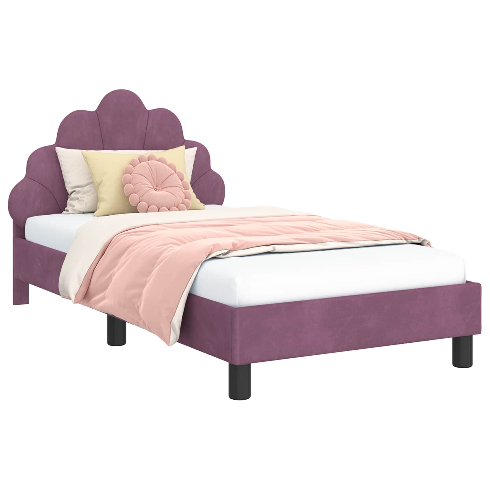 Struttura letto bambini con testata Viola 80 x 160 cm Velluto 42011145