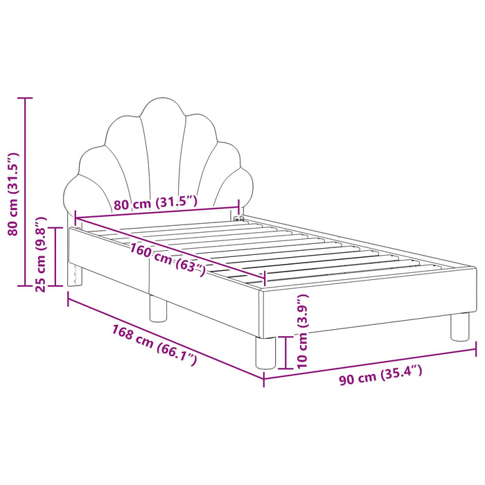 Struttura letto bambini con testata Viola 80 x 160 cm Velluto 42011145