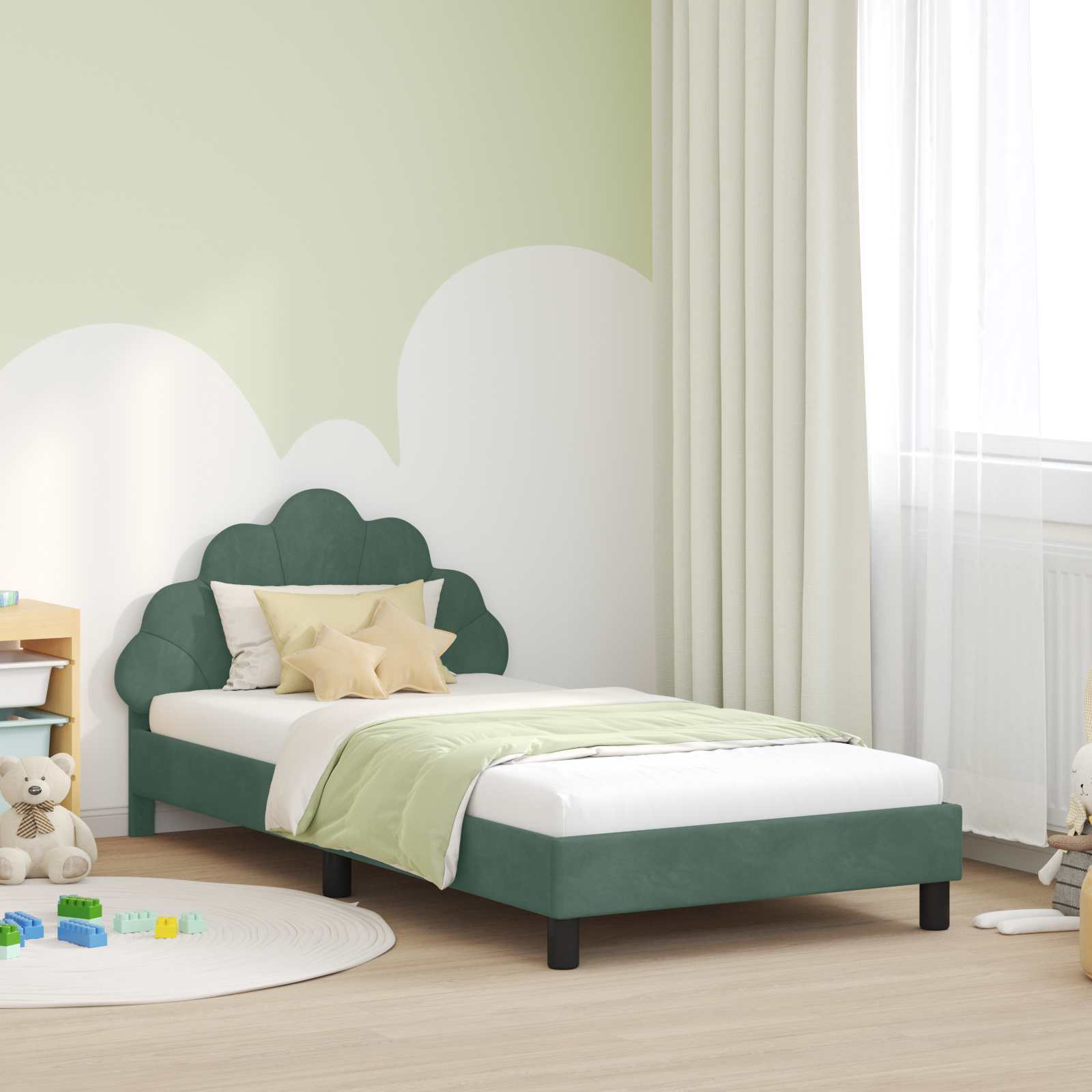 Struttura letto bambini con testata Verde Mare 80 x 200 cm 42011153
