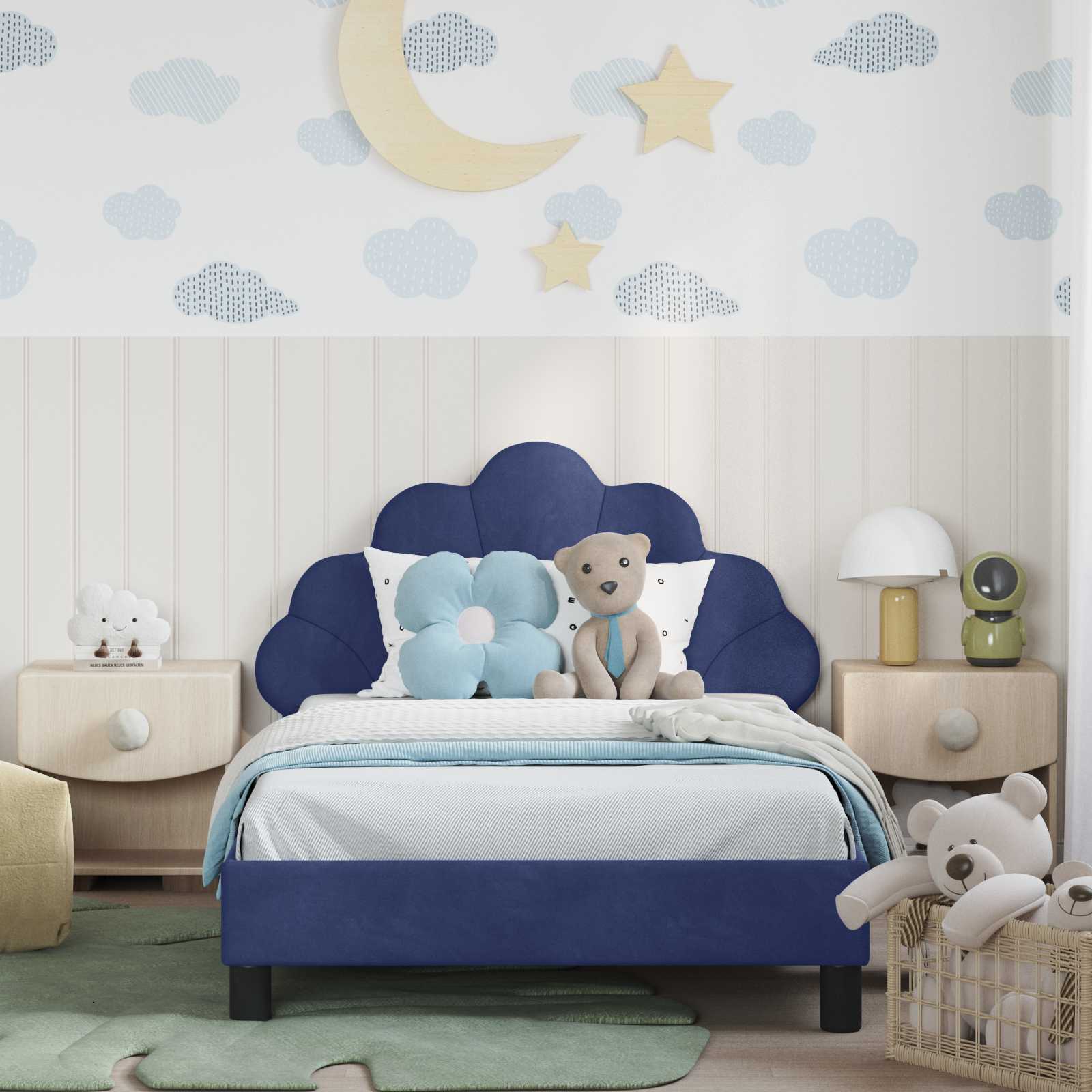 Struttura letto bambini con testata Blu Polizia 80 x 200 cm 42011154