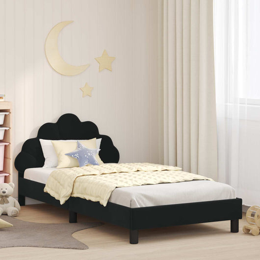 Struttura letto bambini con testata Nero 90 x 190 cm Velluto 42011157