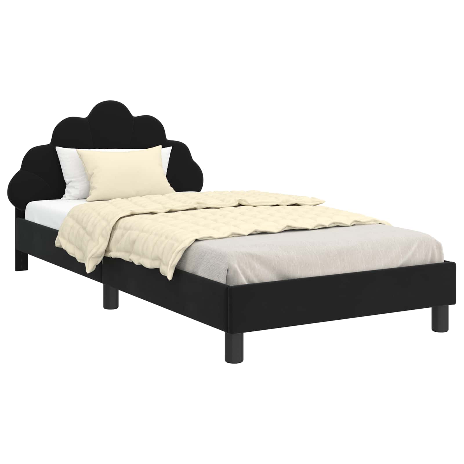 Struttura letto bambini con testata Nero 90 x 190 cm Velluto 42011157