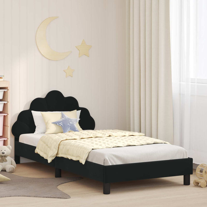 Struttura letto bambini con testata Nero 90 x 200 cm Velluto 42011164