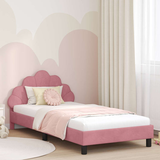 Struttura letto bambini con testata Rosa 90 x 200 cm Velluto 42011165