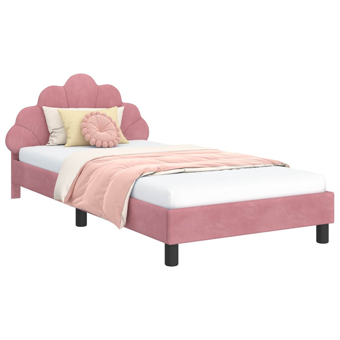 Struttura letto bambini con testata Rosa 90 x 200 cm Velluto 42011165