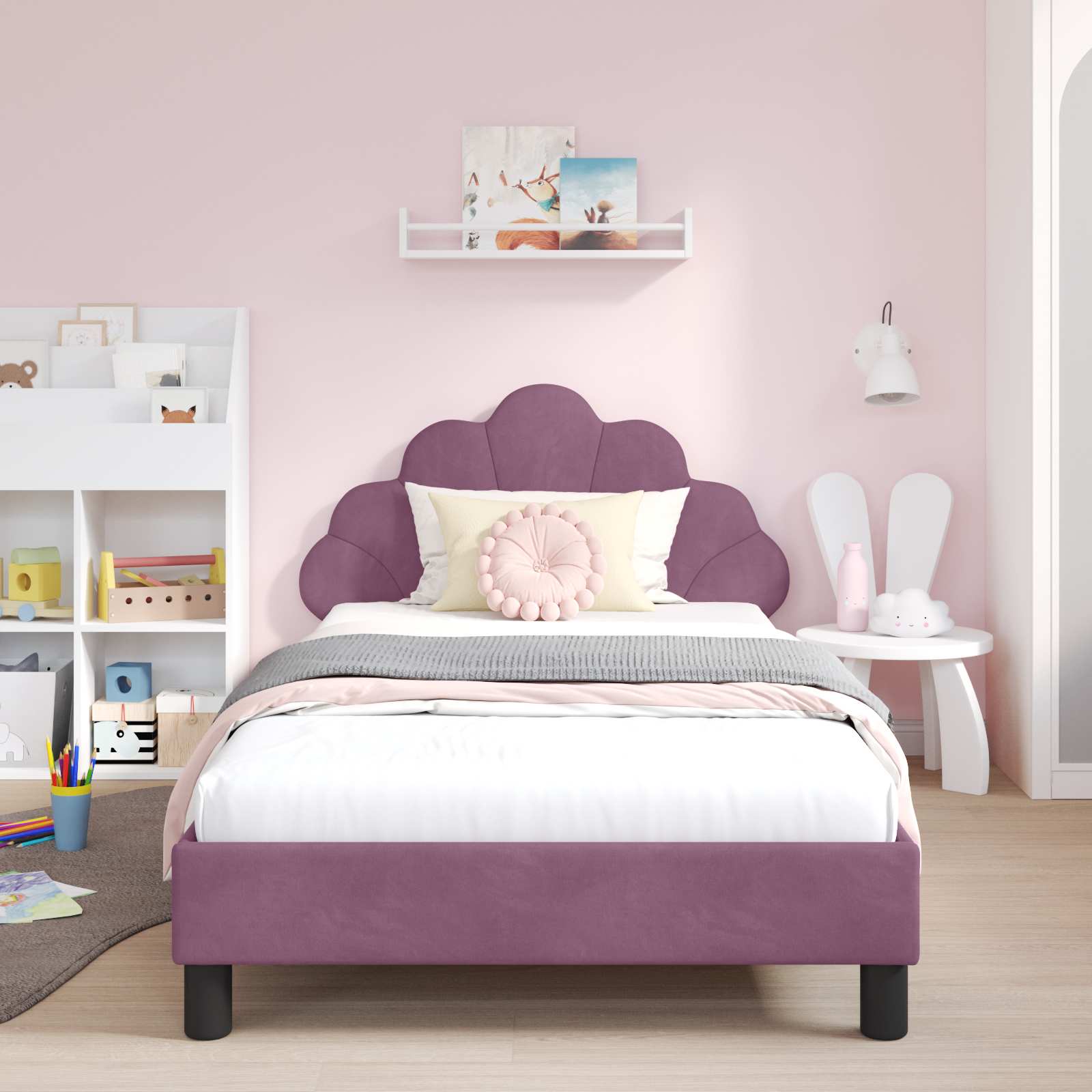 Struttura letto bambini con testata Viola 90 x 200 cm Velluto 42011166