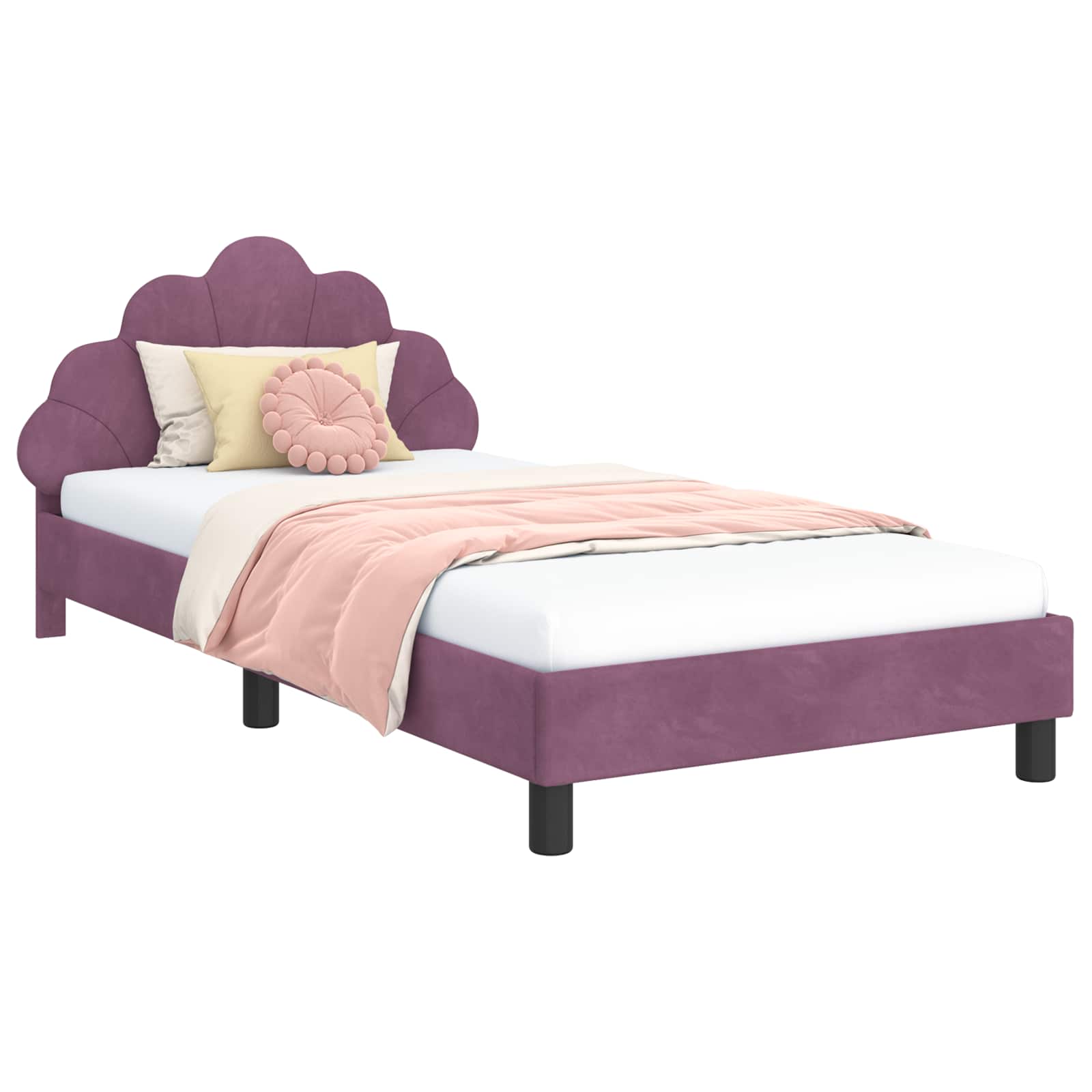 Struttura letto bambini con testata Viola 90 x 200 cm Velluto 42011166