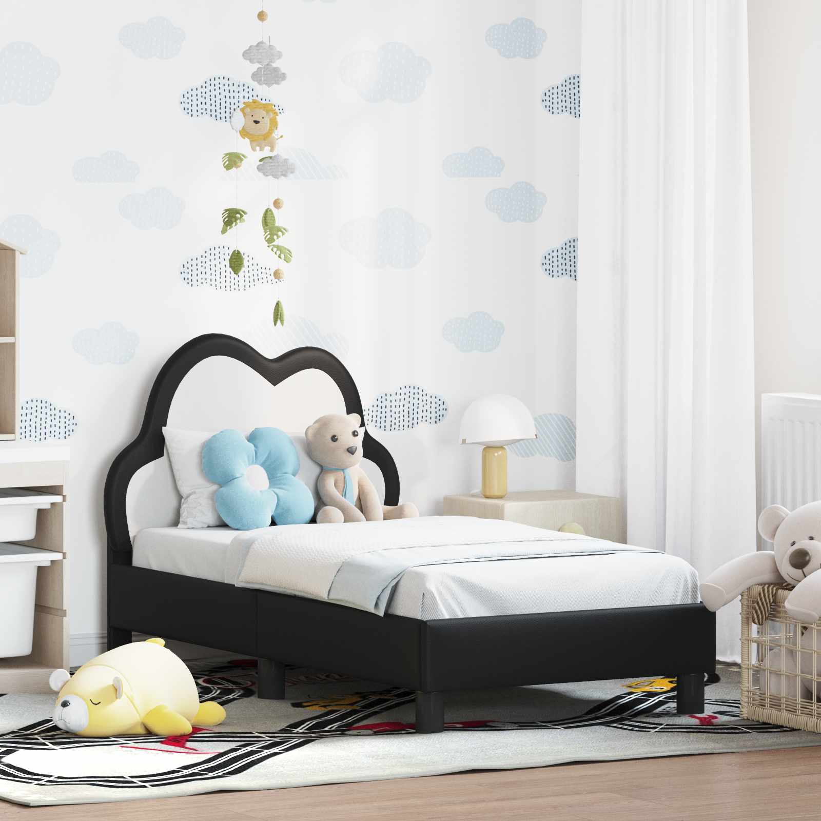 Struttura letto per bambini con testata Nero 70 x 140 cm PU 42011172