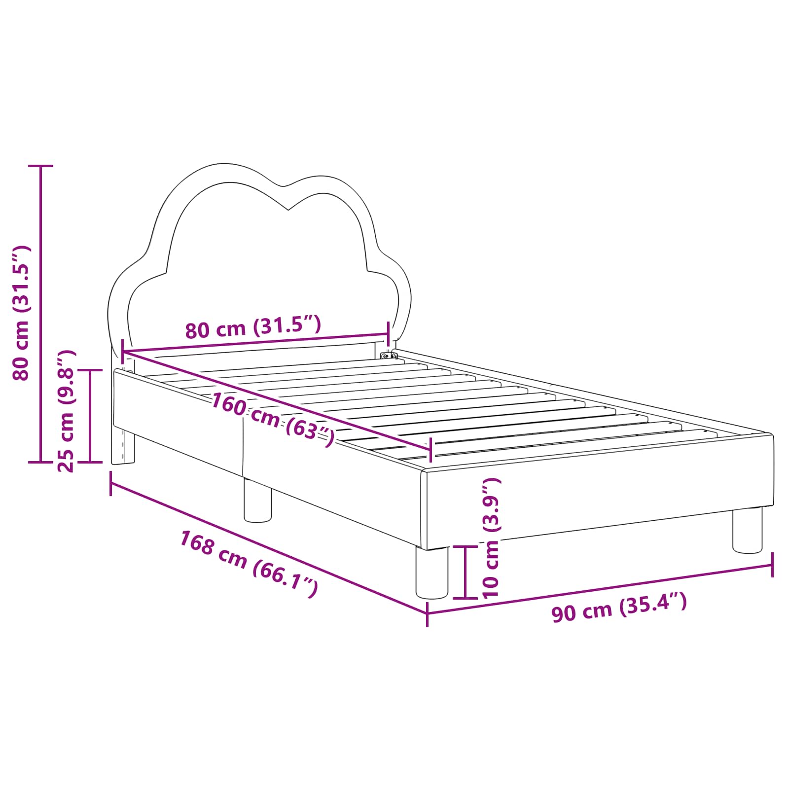 Struttura letto bambini con testata Blu 80 x 160 cm PU 42011174