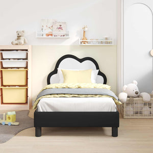 Struttura letto bambini con testata Nero 80 x 160 cm PU 42011176
