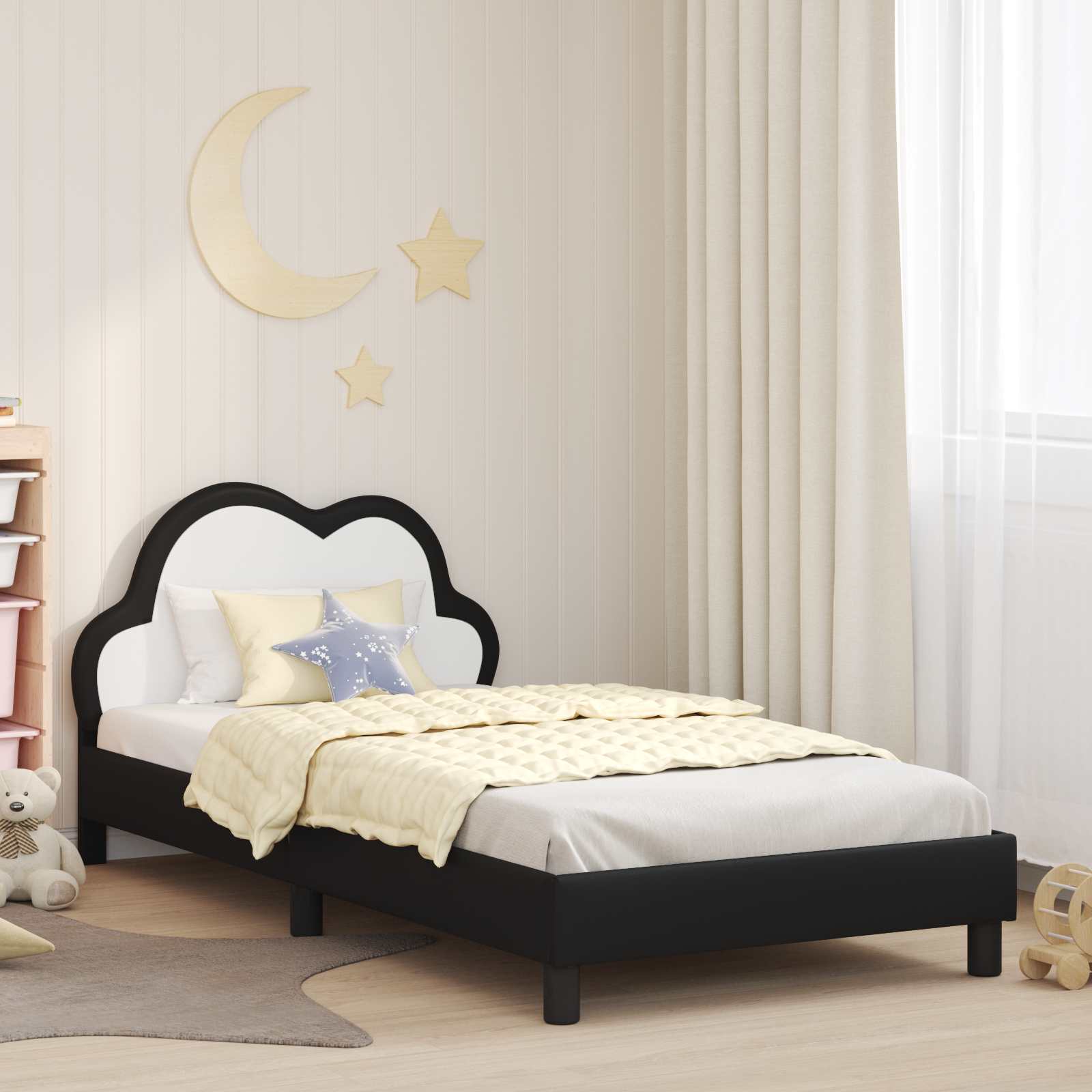 Struttura letto bambini con testata Nero 80 x 200 cm PU 42011180
