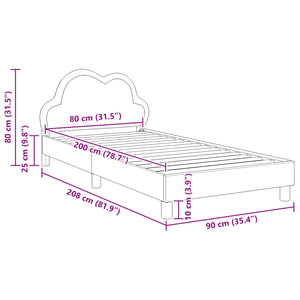 Struttura letto bambini con testata Nero 80 x 200 cm PU 42011180