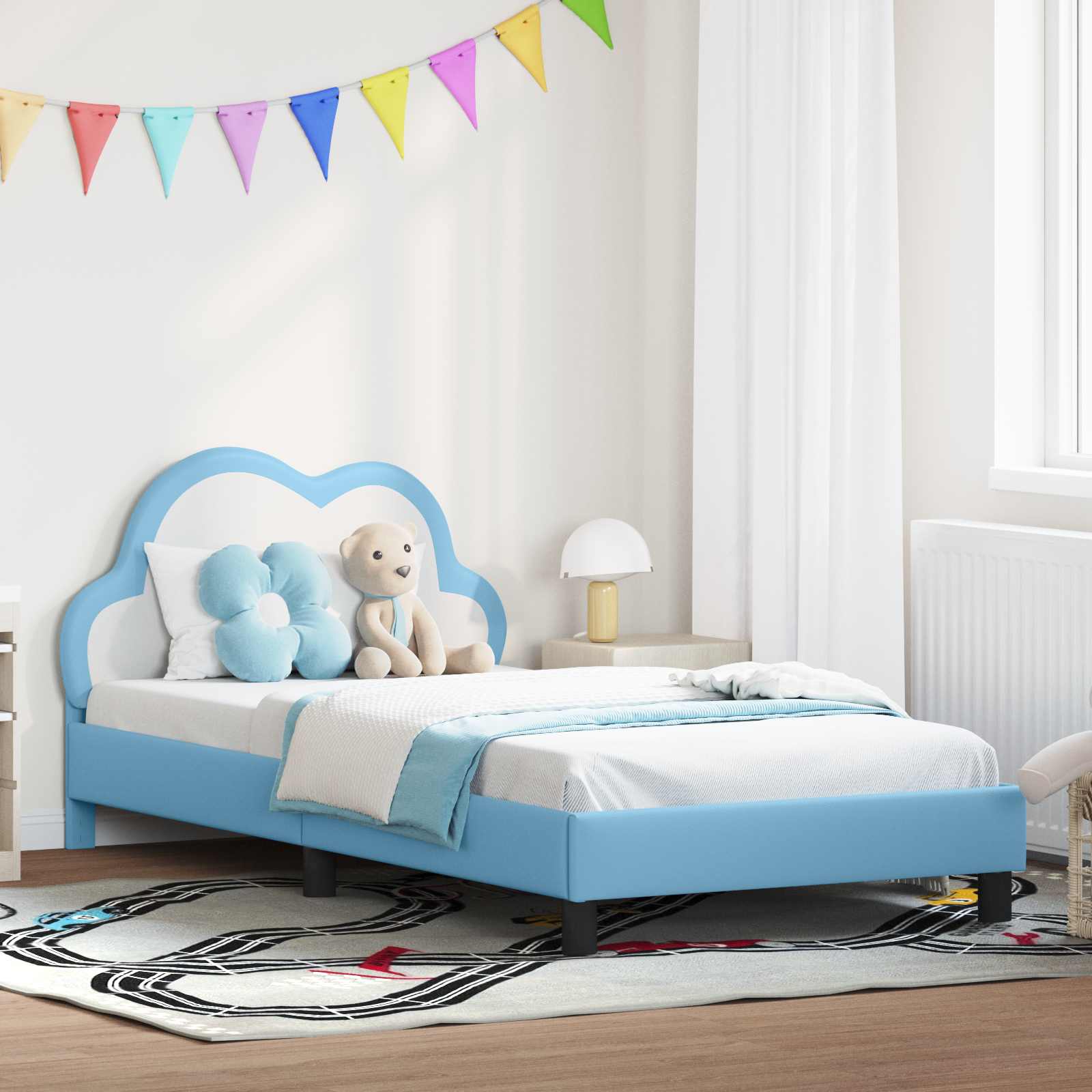 Struttura letto bambini con testata Blu 90 x 190 cm PU 42011182