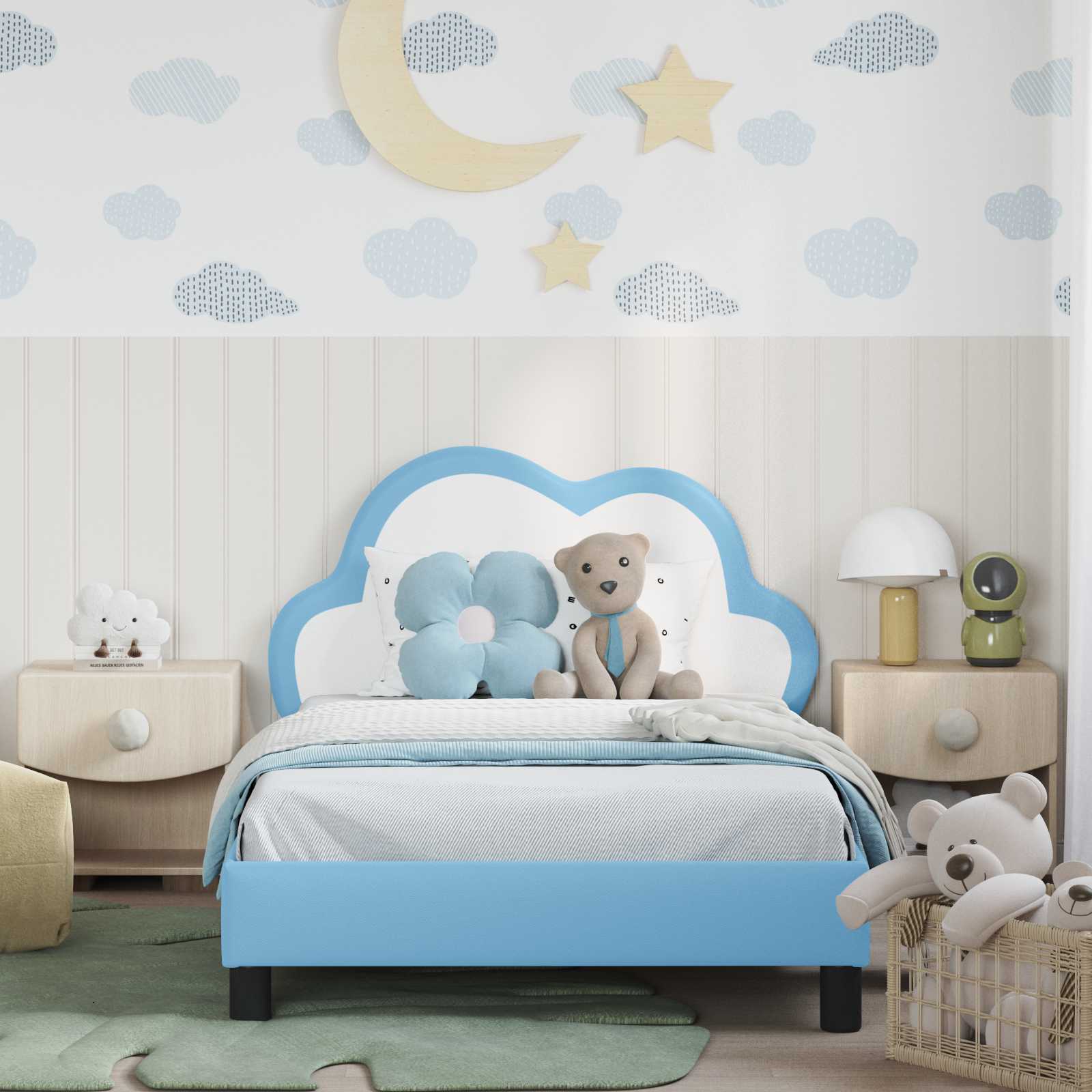 Struttura letto bambini con testata Blu 90 x 190 cm PU 42011182