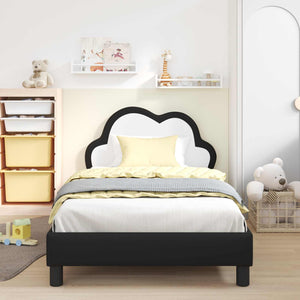 Struttura letto bambini con testata Nero 90 x 190 cm PU 42011184