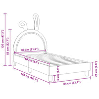 Struttura letto bambini con testata Rosa 80 x 160 cm PU 42011194