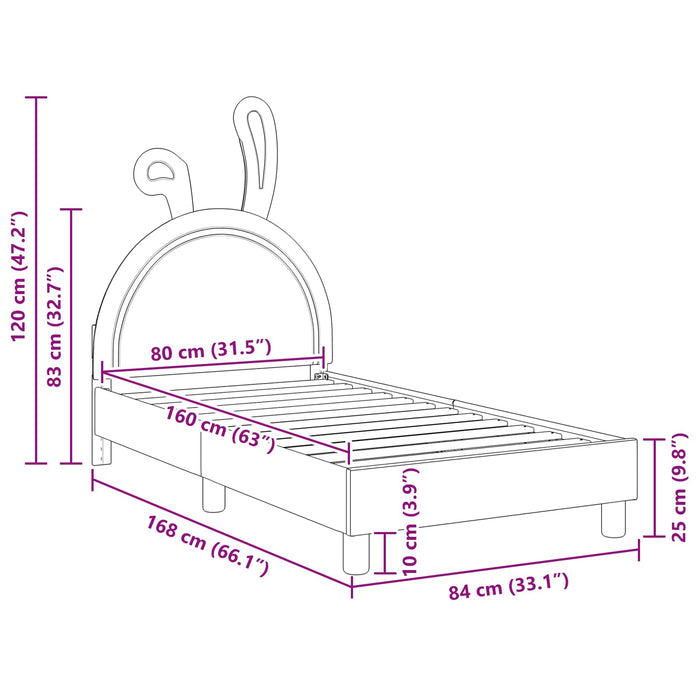 Struttura letto bambini con testata Rosa 80 x 160 cm PU 42011194
