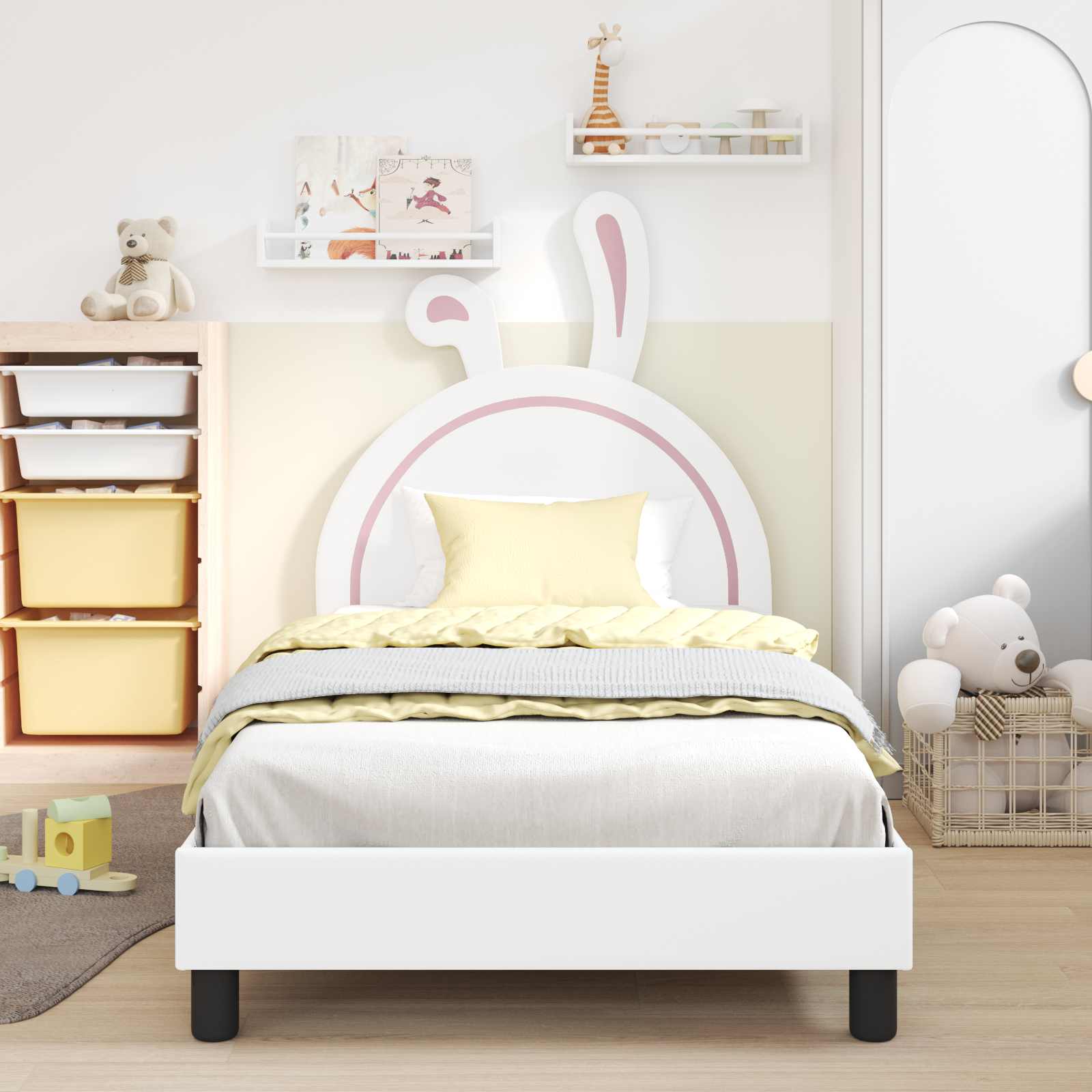 Struttura letto bambini con testata Bianco 90 x 190 cm PU 42011198