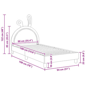 Struttura letto bambini con testata Bianco 90 x 190 cm PU 42011198