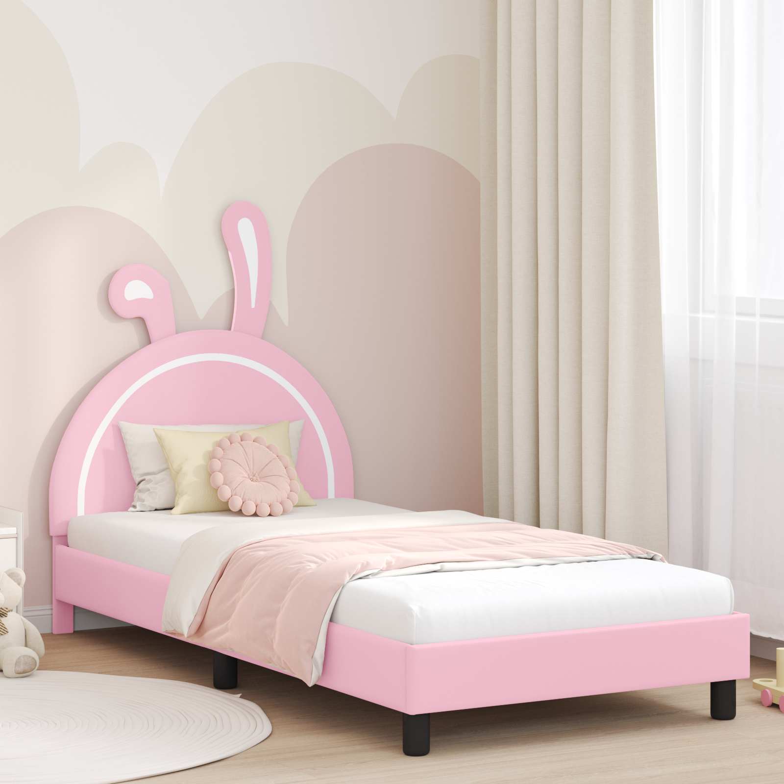 Struttura letto bambini con testata Rosa 90 x 200 cm PU 42011203