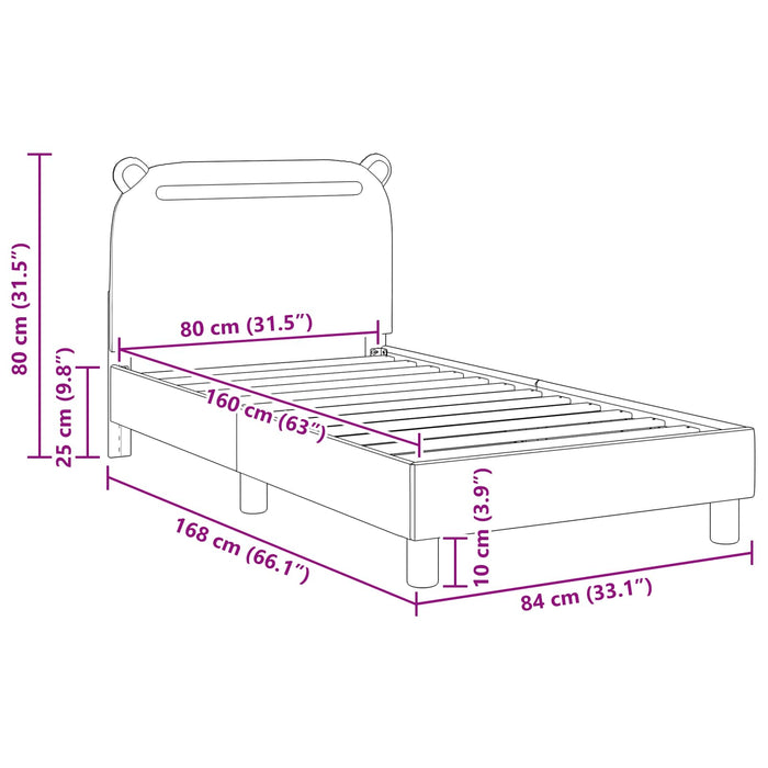 Struttura letto bambini con testata Grigio chiaro 80 x 160 cm 42011209