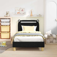 Struttura letto bambini con testata Nero 80 x 160 cm Tessuto 42011211