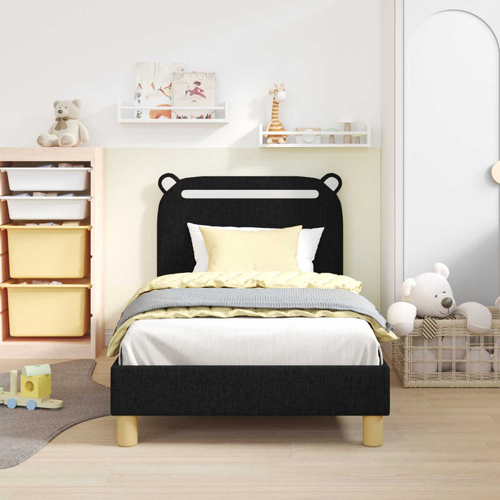 Struttura letto bambini con testata Nero 80 x 160 cm Tessuto 42011211