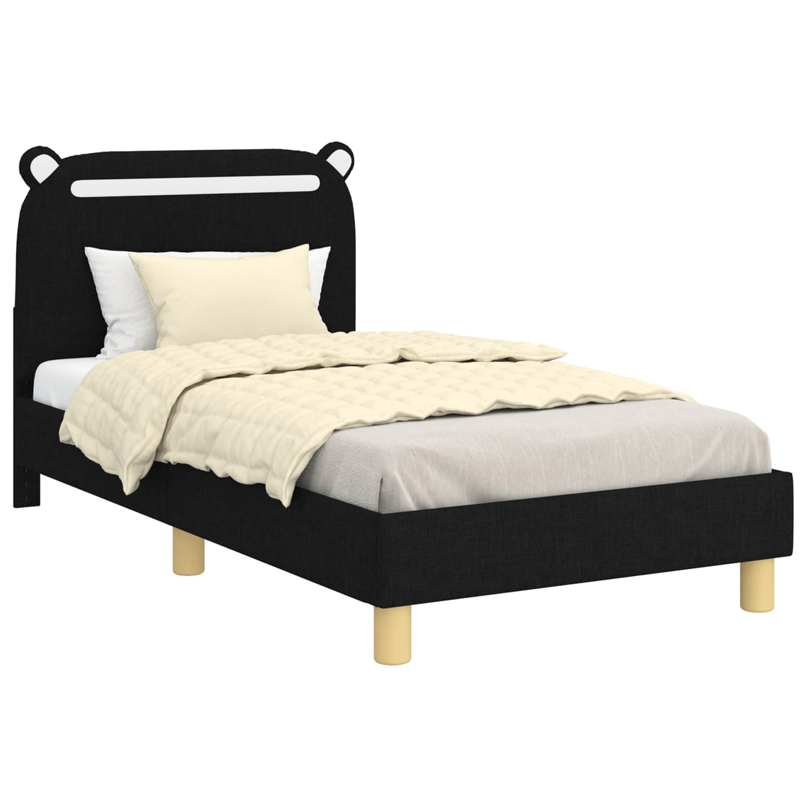 Struttura letto bambini con testata Nero 80 x 160 cm Tessuto 42011211