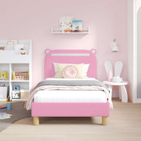 Struttura letto bambini con testata Rosa 80 x 160 cm Tessuto 42011212