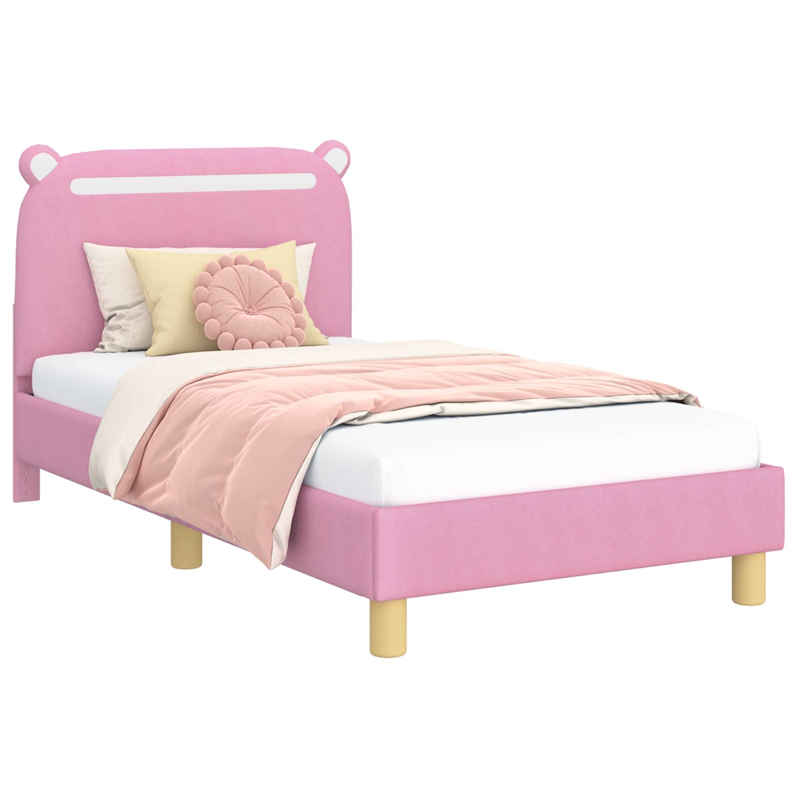 Struttura letto bambini con testata Rosa 80 x 160 cm Tessuto 42011212