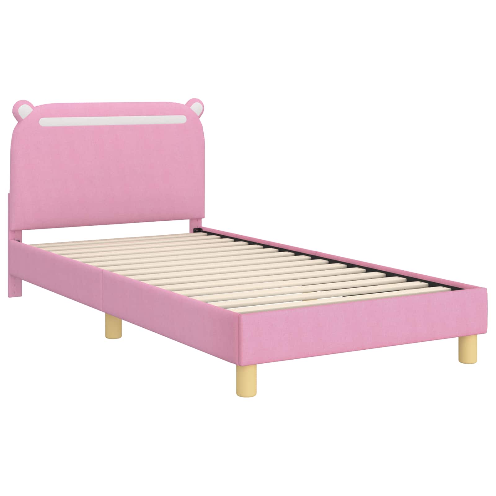 Struttura letto bambini con testata Rosa 80 x 200 cm Tessuto 42011217