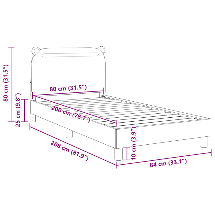 Struttura letto bambini con testata Blu jeans 80 x 200 cm 42011218