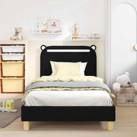 Struttura letto bambini con testata Nero 90 x 200 cm Tessuto 42011226